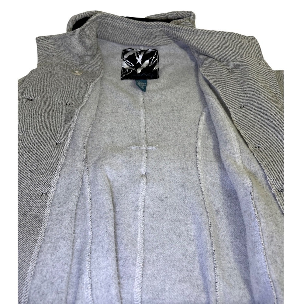 Sebby Double Breasted Hooded Trench Coat Belted Gray Herringbone XL Urban Chic - Picture 5 of 12